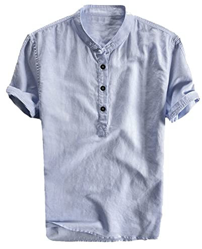 Générique Chemise Homme Pas Cher - Saharienne Homme Chemisette Robe Hawaienne Chemise Homme Col Mao Chemise Homme sans Repassage Chemise en Lin Hawaii Chemise Rose Homme Ensemble