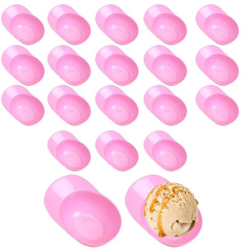 Xafrstyu 20 Stück Wiederverwendbare Eisschale, Eiscreme-Schalen, Kinder Schöne Eisschalen, Kunststoffschale für Eiscreme (Rosa)