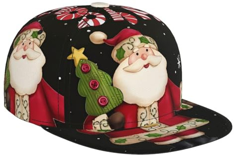 JaoXer Modische Frohe Weihnachten Druck Baseball Cap für Damen und Herren - Verstellbar, Perfekt für Reisen, Outdoor, Sport, Schwarz, Schwarz, Einheitsgröße