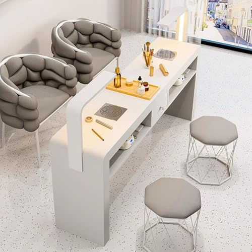 PP-Vic Freestanding Modern Space Saving Manicure Table, Light Luxury Beautician Manicure Table, Manicure Table with Dust Collector, Makeup Salon Beauty Workstation, Manicure Equipment,140CM