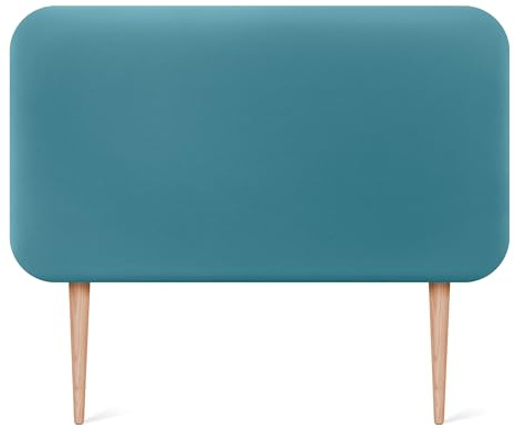 DHOME Slät Rundad Sänggavel Klädd i Konstläder med Ben för Vägg Akustiska Ljudabsorberande Sänggavlar för Sovrum (Turkos, 90cm)