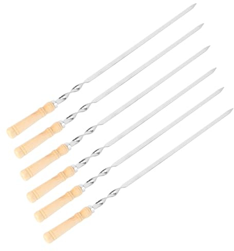 AKOOSY 6 pièces Brochettes Barbecue Inox Lot de avec Manche Ustensiles Résistants pour Griller Viandes et Légumes Plein et Pique-