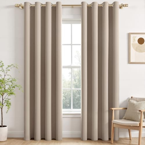MIULEE Verdunklungsvorhänge Thermo Blickdicht Ösen 2er Set 140x200cm Taupe | Blickdichter Thermostoff für Wohnzimmer und Schlafzimmer, hilft Licht, Hitze und Kälte zu reduzieren.