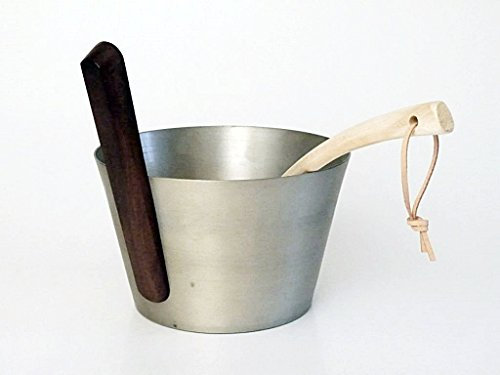 SudoreWell® Saunakübel 5,0 l aus ALU (champagner) mit Holzgriff plus Schöpfkelle