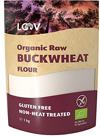 LOOV Organic Raw Buckwheat Flour, 1 kg, Gluten Free Flour, Not Heat-Treated, All Nutrients Preserved, Delicious Nutty Flavour, Organically Grown in Nordic Climate, Non-GMO