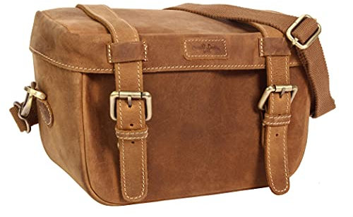 Gusti Lenkertasche Leder- Rene P. Fahrradtasche inkl. Platte Lenkertasche Umhängetasche Wasserfest braun Leder