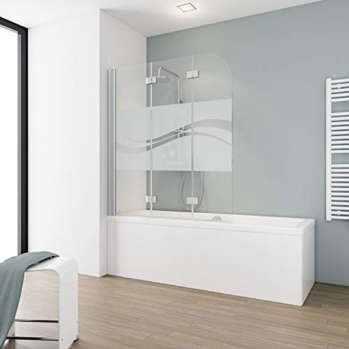 Schulte Duschwand für Badewanne, faltbar für Badewanne, einfacher Aufbau, 125 x 140 cm, 5 mm Sicherheitsglas Liane, alunatur, Scharnier Eckig D3354 01 97 2 22