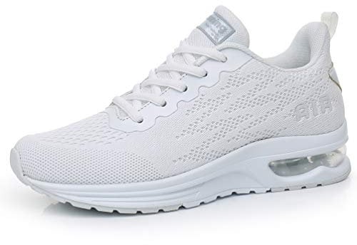 AFFINEST Homme Femme Chaussures de Course Air Running Baskets Chaussures de Sport Outdoor Fitness Gym Sneakers Légères Respirante Blanc 37