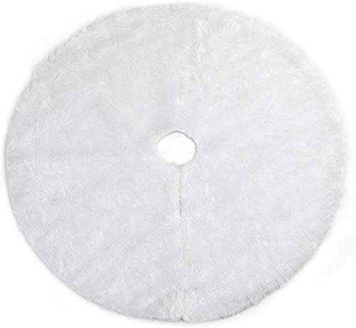 BAKAJI Tappeto Gonna Copertura per Base Albero di Natale Diametro 78cm in Morbido Tessuto Peluche Bianco Effetto Neve Innevato Decorazioni Natalizie