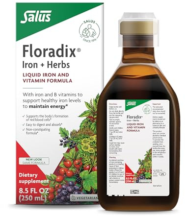Floradix Iron & Herbs - Liquid Herbal Supplement for Energy Support - Iron Supplement with Vitamin C & Vitamin B Complex - for Men & Women - 8.5 fl oz
