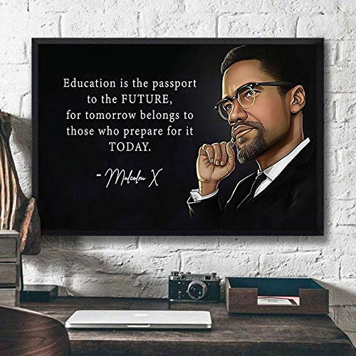 Malcolm X Poster Education Is The Passport To The Future Poster Malcolm X Portrait Malcolm X Zitat Vintage Poster Bürgerrechte Witziges Geschenk Metallschilder 20,3 x 30,5 cm