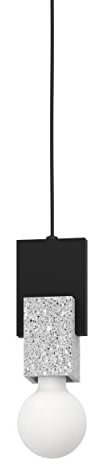 EGLO Pendelleuchte Lobatia, 1 flammige Hängelampe, Hängeleuchte aus Terrazzo in Grau Weiß, Holz, Metall in Schwarz, Esstischlampe, Wohnzimmerlampe hängend, E27