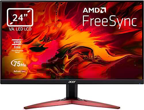 Acer Nitro KG241YAbii Monitor Gaming PC, Display VA FHD, 75 Hz, 1 ms, FreeSync, HDMI (1.4), VGA, Lum 250 cd/m2, ZeroFrame, Cavo HDMI Incluso, Nero, 23.8 (60 cm)