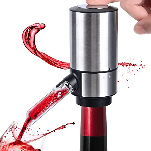 ESCLAP Aeratore per vino elettrico, dispenser per pompe per decanter per vino, set da regalo, 2024 NUOVO beccuccio per versatore automatico per aeratore per vino. Decanter per vino intelligente,