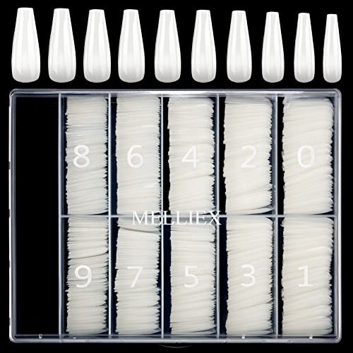 MELLIEX 500 Pièces Faux Ongles Naturel Capsules Ongles Acrylique Ballerine Capsules Americaine Ongles pour Femme