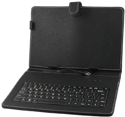 Ruilogod Coque en Cuir PU Clavier USB pour 10 10.1 Tablet PC Android Mid
