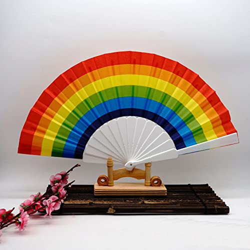 1Pcs LGBTQ Pride Rainbow Folding Fans,Rainbow Party Supplies for Rainbow Themed Party Parade Music Festival Dance Performance Supplies,Themed Party Gay Pride LGBT Party Favor
