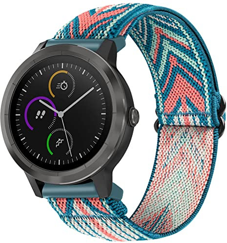 SITAFU Armband für Garmin Vivoactive 3/3 Music,20MM Nylon Elastisches Verstellbares Sportarmband Geflochten Ersatzarmband für Garmin Forerunner 245/245 Music/Forerunner 645/645 Music/Vivomove HR/3