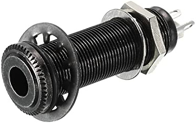 sourcing map Guitar Bass 1/4 Stereo Mono Barrel Jack Input Output Cylinder Plug Socket Black for Electric Guitar Bass