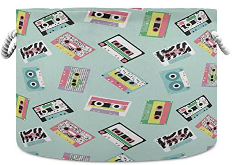 Audio Tapes Retro Cotton Rope Basket Large Capacity Pets Toys Storage Organizer Gift Baskets Clothes Laundry Hamper Holiday Ornament Storage Bin