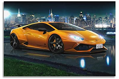 ZONDER Super-Auto-Poster für Lamborghini Huracan Orange Fenders Sportauto Rennwagen Poster dekorative Malerei Leinwand Wand und Kunstbild Druck Moderne Familie Schlafzimmer Dekor 30 x 45 cm