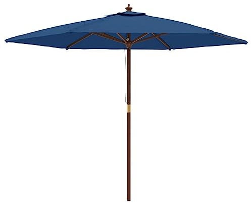 vidaXL Parasol de jardin avec mât en bois bleu azuré 299x240 cm, parasol, parasol d'extérieur, parasol de patio, parapluie, parasol de terrasse