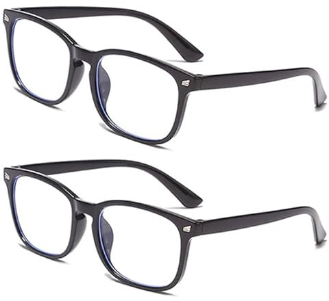 Eyglajdd Lesebrille für Herren Damen,Lesebrille Lesehilfe Große Brille 2er-Pack Schwarz +2,0