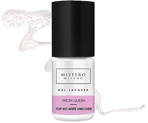 Mistero Milano PROM QUEEN TOP NO WIPE UNICORN Top Hybridlacke - Dispersionsfreier Top - Hybrid-Top - Schützt das Gesamte Nageldesign - Top Coat Nagellack für Nägel Behandlung - UV/LED - 7ml