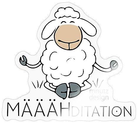 Spreadshirt Schaf Meditation Yoga Geschenk Sticker, max. 10 x 10 cm, 10 x 10 cm, Transparent glänzend