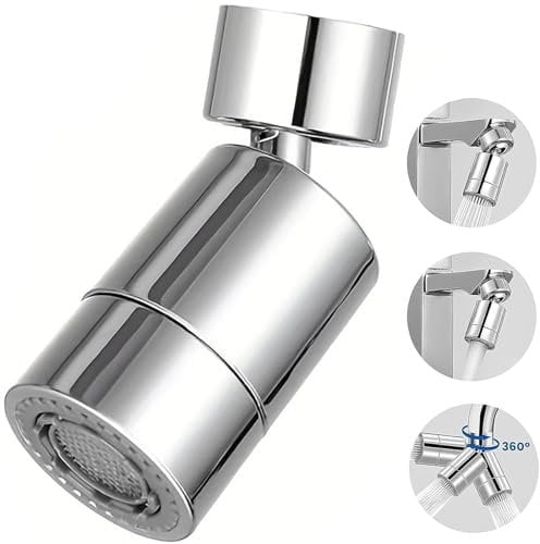 360° Rotatable Kitchen Tap Aerator Spray Head, Tap Faucet Attachment Spray with Dual-Function 2 Sprayer, Replacement Tap End Diffuser Spout Bubbler Head Aerator, Tap Adapter Accessories