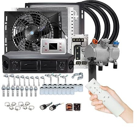 Compresor de aire acondicionado eléctrico Universal for automóvil, 12V, 24V, for coche, furgoneta, Street Rod, acondicionador A/C clásico caliente (Color : Single Cool 24)
