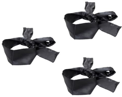 SOLUSTRE 3stücke Satin Schlafmaske Für Erwachsene Verstellbare Augenmaske Für Yoga Meditation Hause Blickdicht Für Tiefen Schlaf Komfortable Nachtruhe Schwarz
