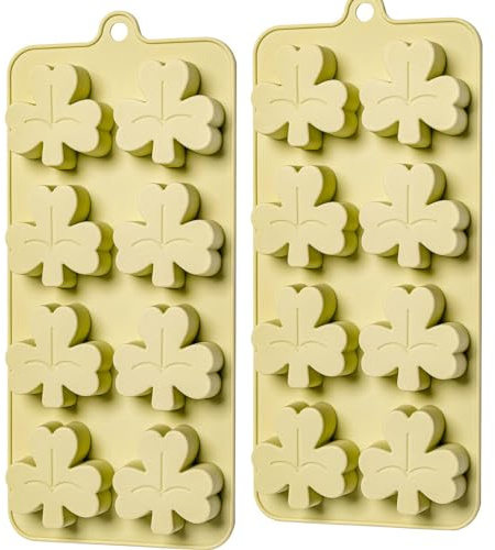 Kleeblatt-Schokoladenformen, 2 Stück, Silikonform für Süßigkeiten, St. Patrick's Day, Silikon-Eiswürfelform, Backform für Kuchendekoration, Cupcake-Topper