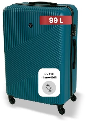 BERTOO Milano XXL Großer Hartschalenkoffer 99L ABS 4-Rad-Spinner Zahlenschloss Grün