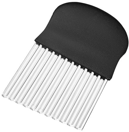 AEIWUMOK Wellenschneider,Riffelmesser aus Edelstahl für die schönsten Schnittmuster, Wellenmesser Kinder Wellenschnittmesser für Gemüse,Pommes,Butter,Obst,Kartoffeln,Gurken(Schwarz) (Schwarz)