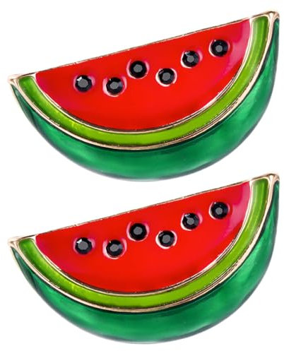 DEARMAMY Épinglette en émail pastèque : 2 Épinglettes mignonnes en émail - Broche en forme de fruit en forme de dessin animé pour cadeaux d'été Anniversaire Col revers Accessoires Sacs Rouge,