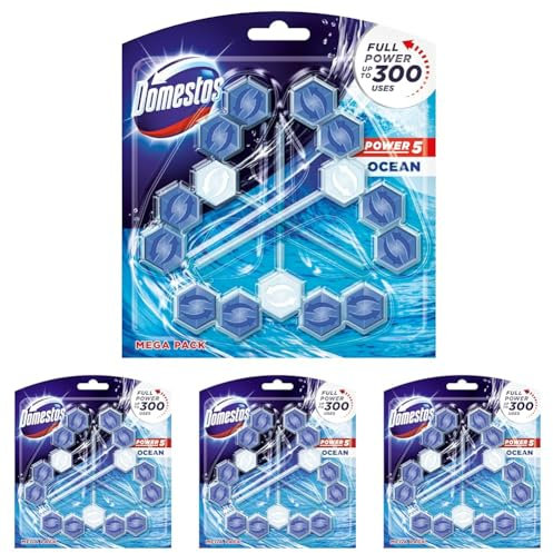 Domestos Power 5 WC-Stein Ocean 3er-Pack mit der Hygiene-Kraft für ein sauberes WC (Packung mit 4)