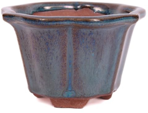 Bonsai - Kaskadenschale 7.5 Ø x 5 cm - rund - grünblau 50191