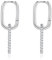 Bewenda Silver Double Oval Hoop Earrings for Women, Convertible Link for Sensitive Ears, Hypoallergenic Double U-Shaped, Paperclip Chain Link Sleeper for Girls