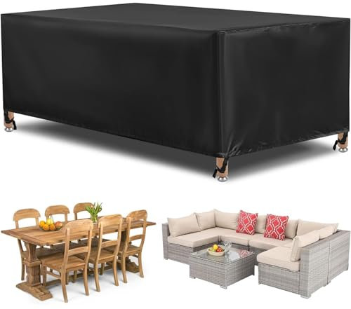 Bache Table Exterieur 300x150x100cm/LxWxH Housses Pour Mobilier de Jardin Pour Ensembles de Table et de Canapé Avec Corde et Boucle Verrouillage, BâChe de Protection éTanche 600D Oxford Tissu