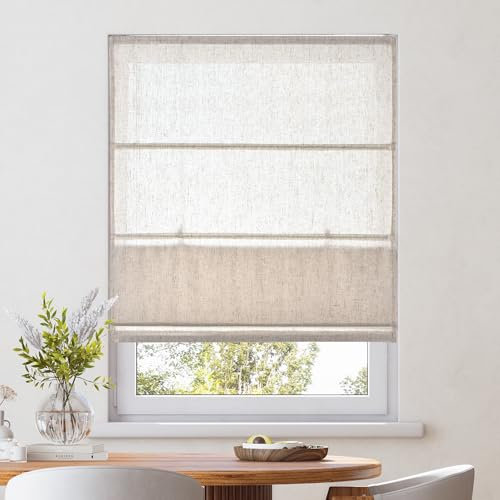 Victoria M. Ivora Raffrollo Rollo Faltrollo Stabile Aluminium-Schienen, für Fenster und Türen, mit Schnurzug, Pflegeleicht, 60 x 130 cm, Elfenbein-meliert