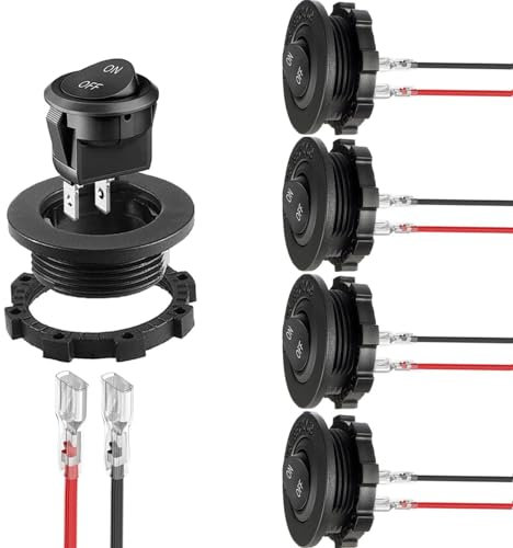 RUNCCI-YUN 5Pcs Interruptor Basculante Redondo, Interruptor de Tipo Redondo 12V, 2 Pines ON/OFF interruptor con Carcasa Para Automóviles, Embarcaciones, Electrodomésticos, 6A / 250v, 10A / 125V
