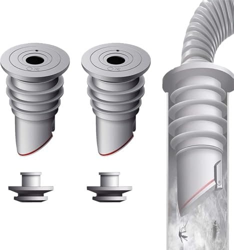 WISIRENT Waschmaschinen-Rohrdichtung, 2 Stück 35-40mm Grau Waschmaschine Abflussschlauch Dichtung Abflussrohrdichtung Schlauch, Dichtung für Ablaufschlauch Der Waschmaschine mit Verschlusskappe