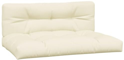 vidaXL Palettenkissen 2-TLG., Palettenpolster für Europaletten, Palettensofa Kissen Indoor Outdoor, Palettenauflage Sitzkissen Rückenkissen, Creme Stoff