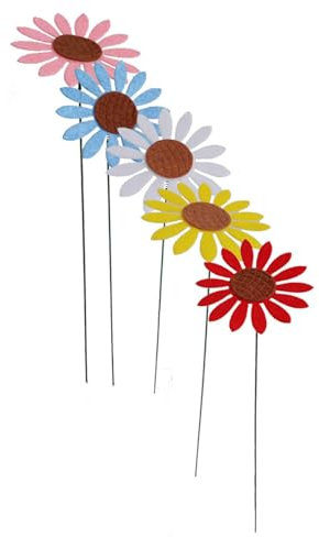 LOVIVER 5 Stück Sonnenblumen-Gartenstecker, Frühling/Herbst, dekoratives Ornament für den Außenbereich, Rasen/Hof, für den Außenbereich, Hof, Innen- und