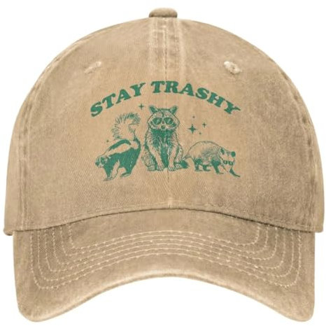 ROBEIUO Cowboy-Baseballkappe Basecap Retro Waschbär Opossum Stinktier Meme Hüte für Unisex Baseball Cap Vintage Stay Trashy lustige Sonne Trucker Hüte verstellbar