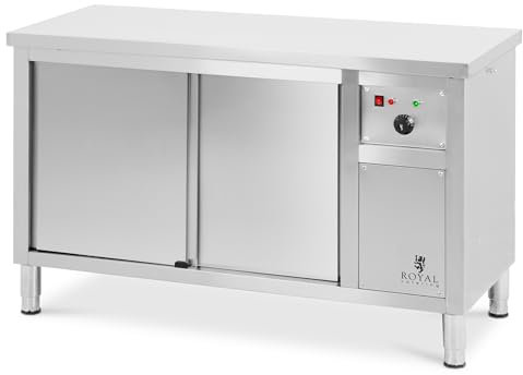 Royal Catering Armario Caliente de 140 x 60 x 85 cm Temperatura de 30 a 80 °C Acero Inoxidable (304) con Placa Reforzada Calentador de Platos para Catering Armario calefactado para Banquetes
