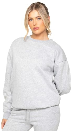 BRAND KRUZE Womens Oversized Long Sleeve Sweatshirt Ladies Soft Sweat Jumper (UK, Alpha, L, Regular, Regular, Grey)