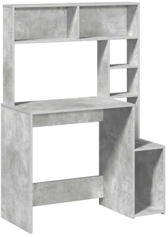 vidaXL Schreibtisch mit Regal Betongrau 100x45x140 cm Holzwerkstoff