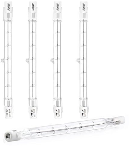 DoRight 500W R7s Ampoule Halogène 118mm Dimmable Blanc Chaud 2800K J118 Projecteur Halogène Linéaire AC 220-240V 11000lm Angle de Faisceau de 360°pour l’éclairage de Paysage, Sécurité (5 Pièces)